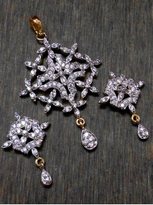 CZ Pendant With Earrings